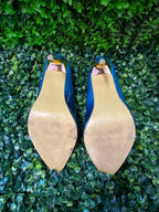Luna Blue Patent Pointed Stiletto Heels