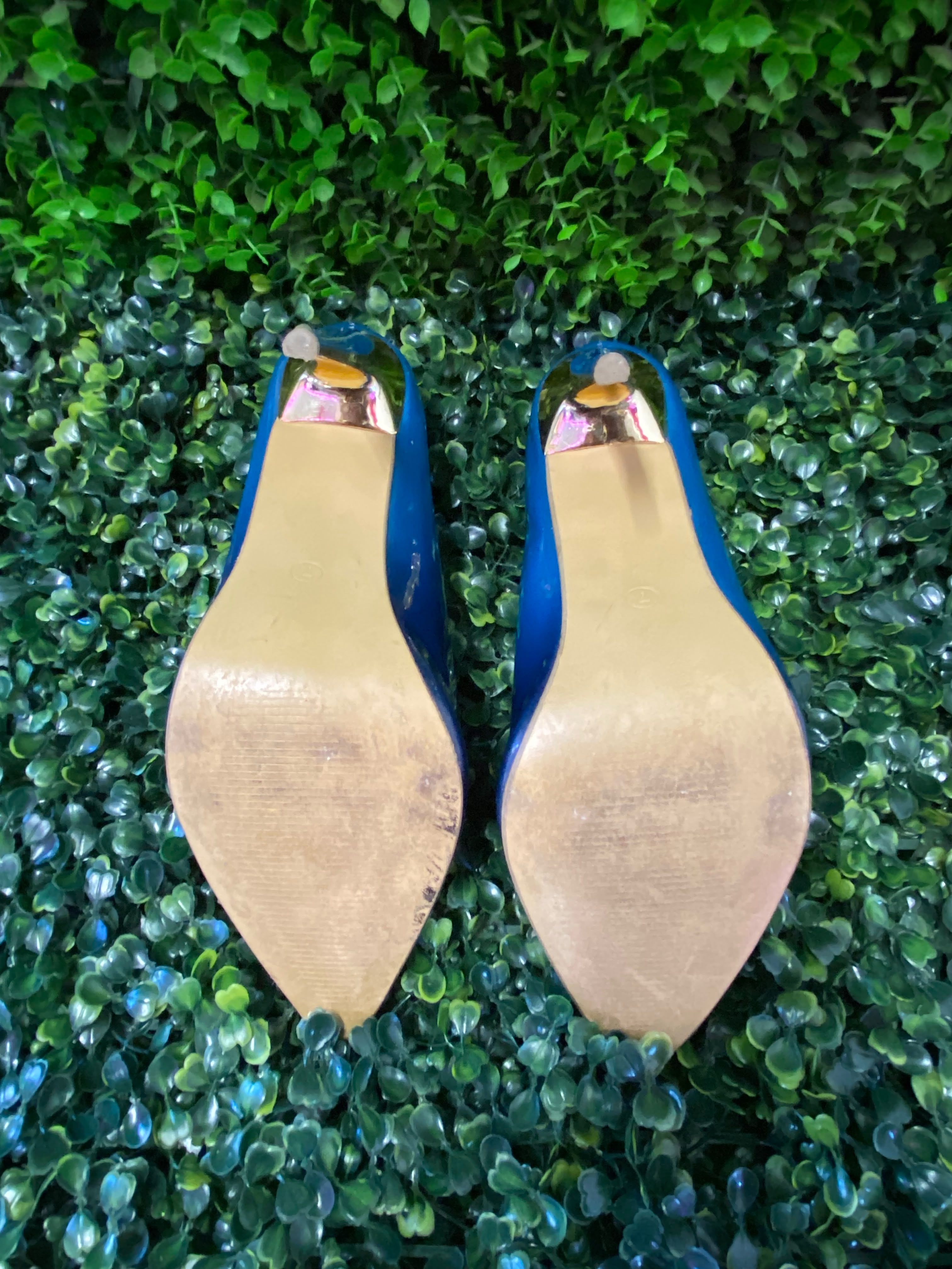 Luna Blue Patent Pointed Stiletto Heels