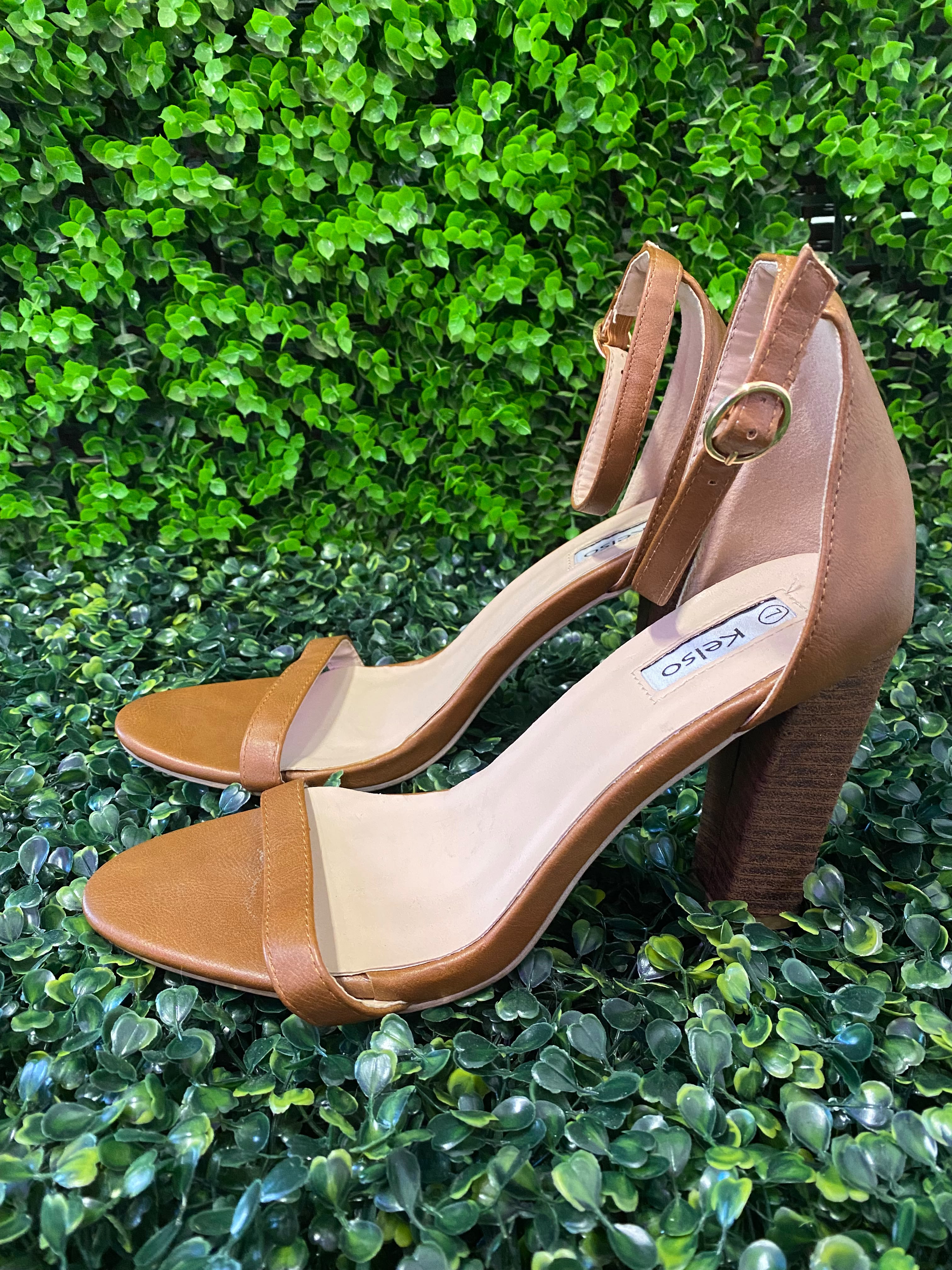 Kelso Tan Ankle Strap Block Heel Sandals