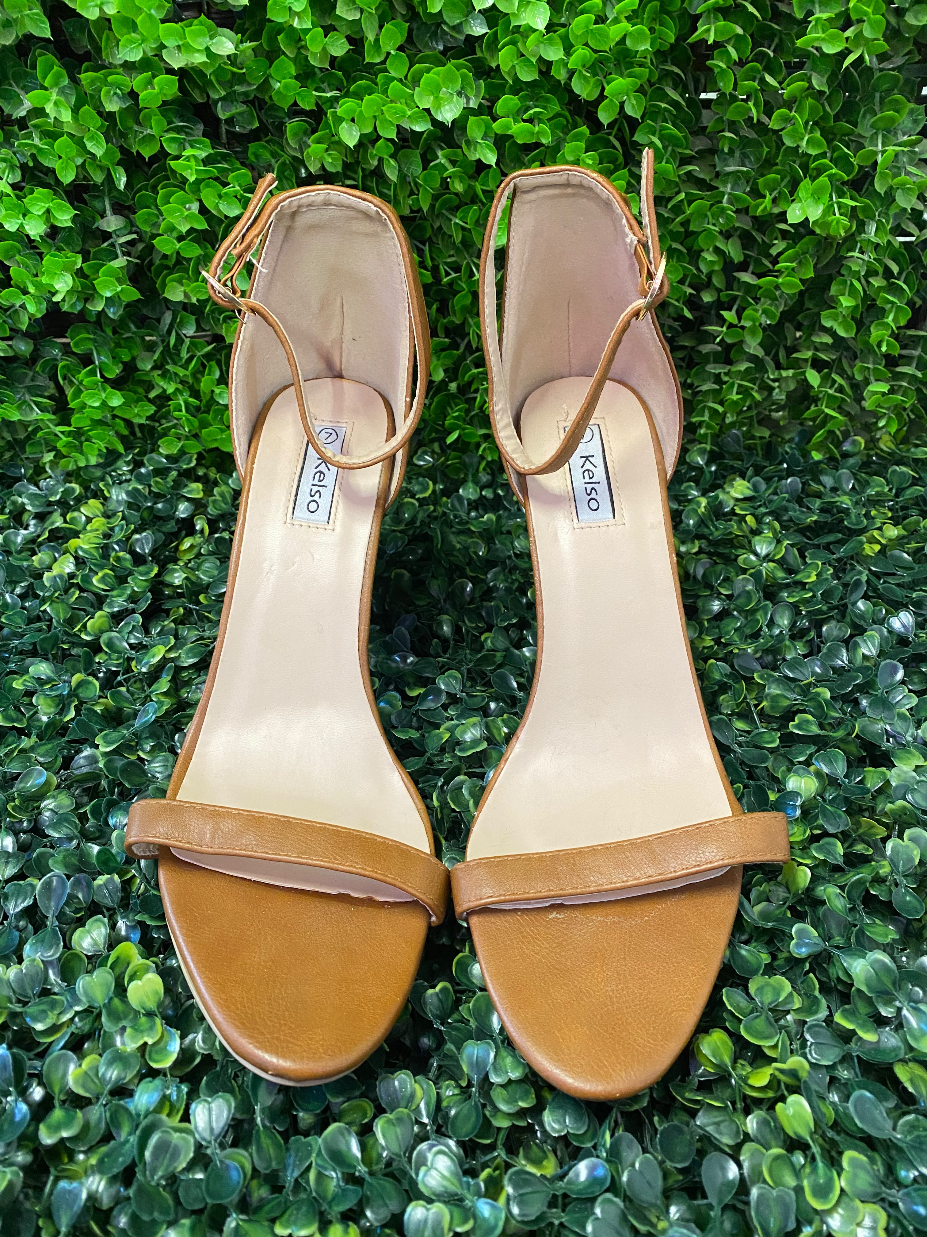 Kelso Tan Ankle Strap Block Heel Sandals