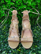 Gold Glitter Lace-Up Stiletto Heels