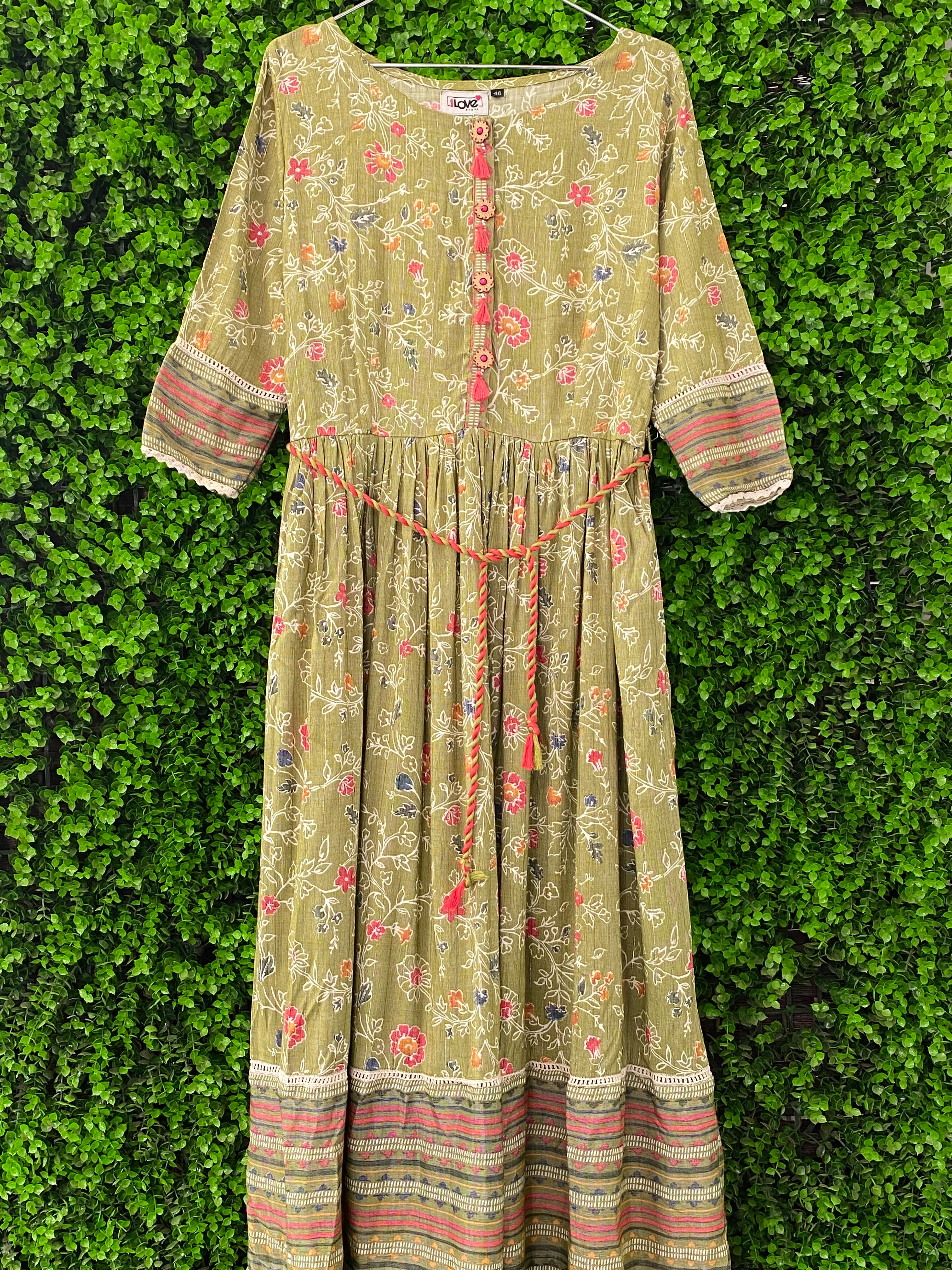 1 Love By S4U Olive Floral Maxi Dress