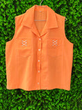 Muted Peach Sleeveless Button-Up Top
