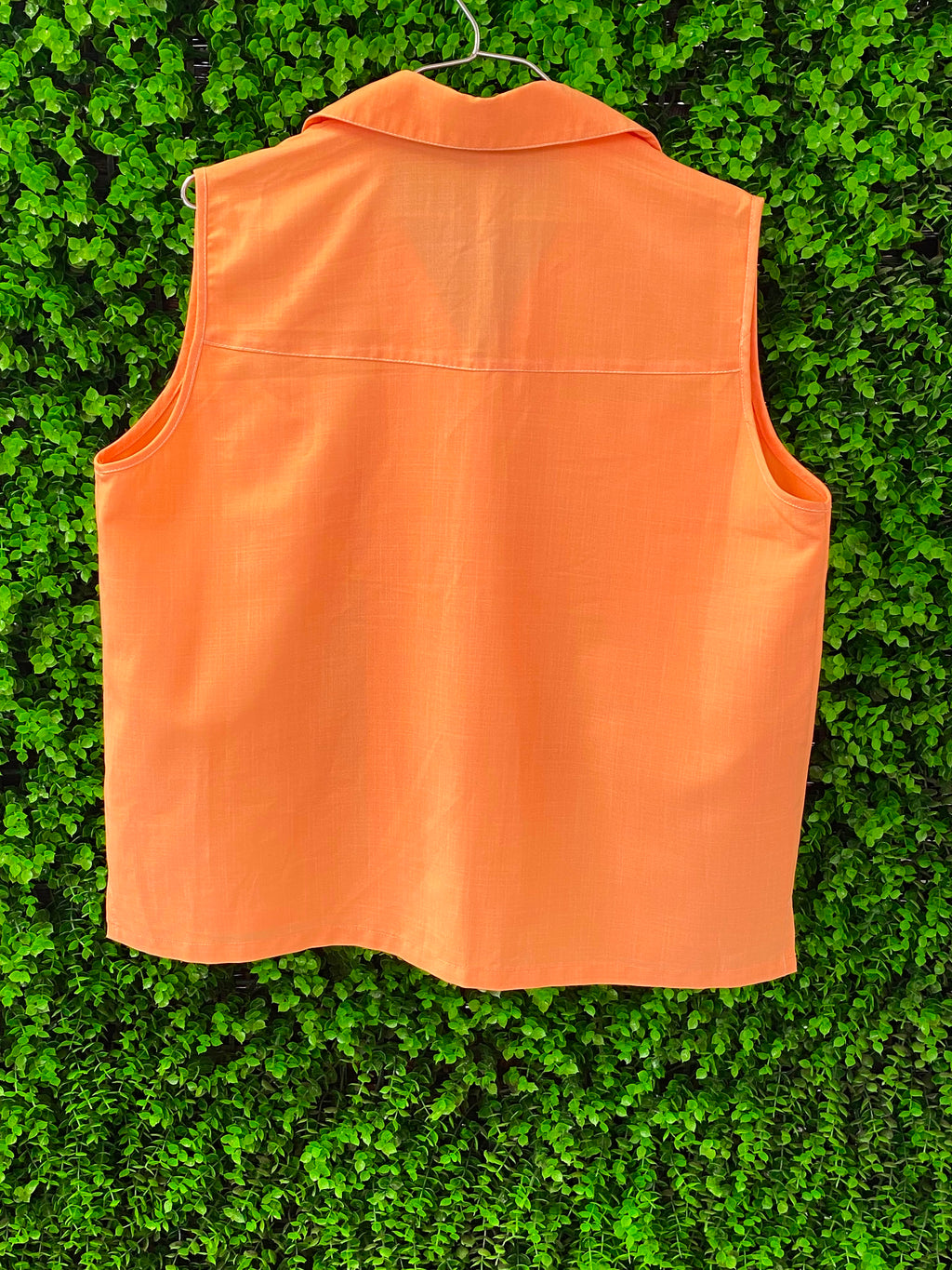 Muted Peach Sleeveless Button-Up Top
