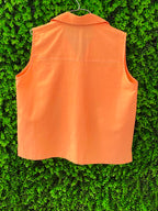 Muted Peach Sleeveless Button-Up Top