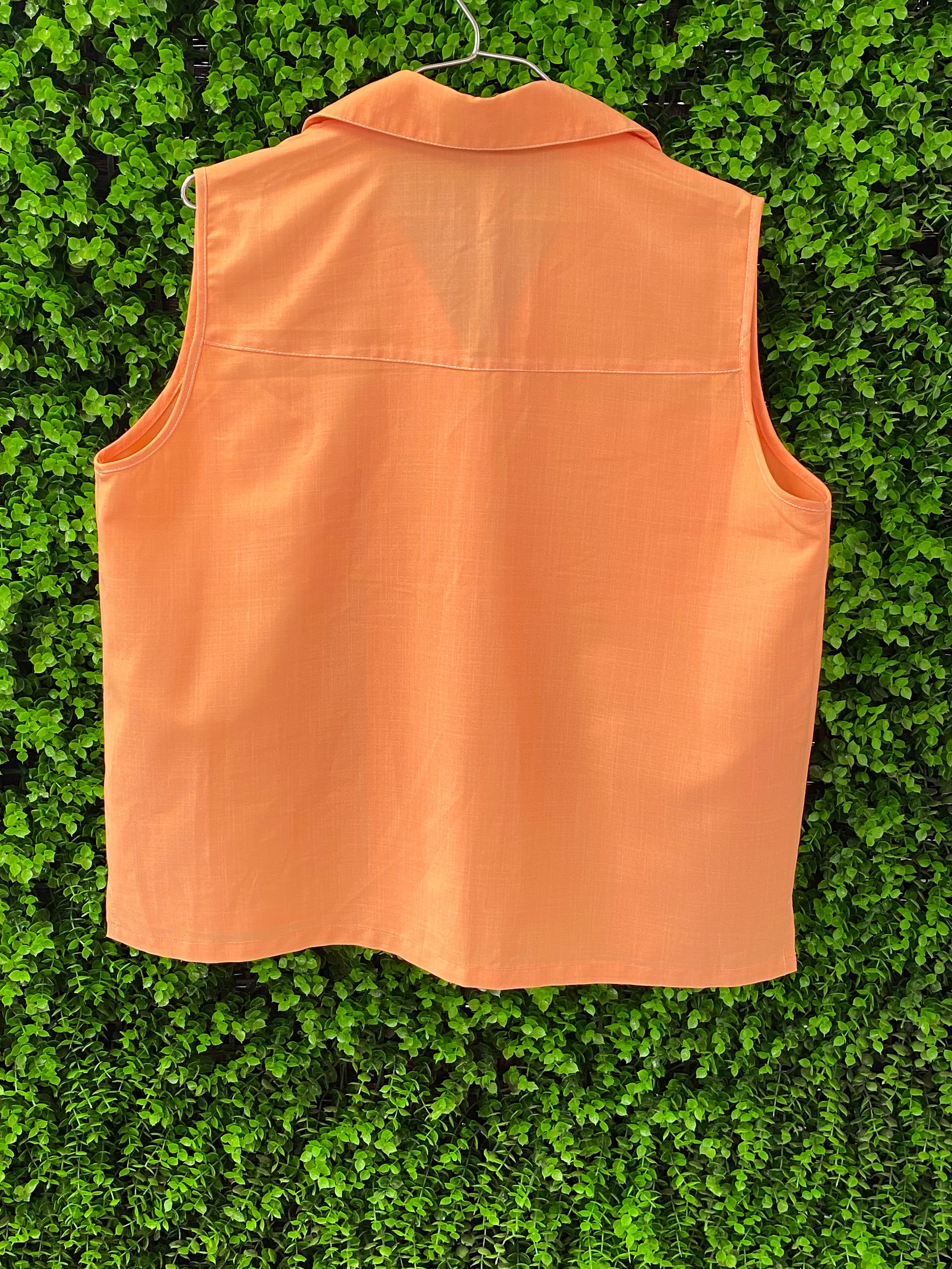 Muted Peach Sleeveless Button-Up Top