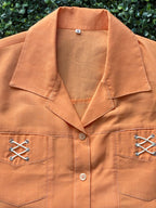Muted Peach Sleeveless Button-Up Top