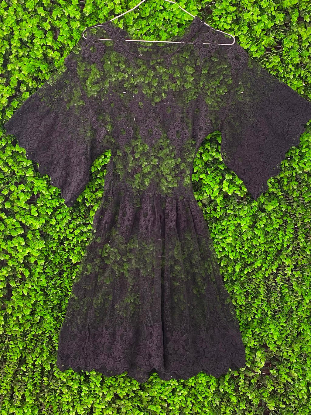 Black Lace Bell Sleeve Dress