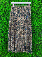 Stradivarius Leopard Print Pleated Midi Skirt