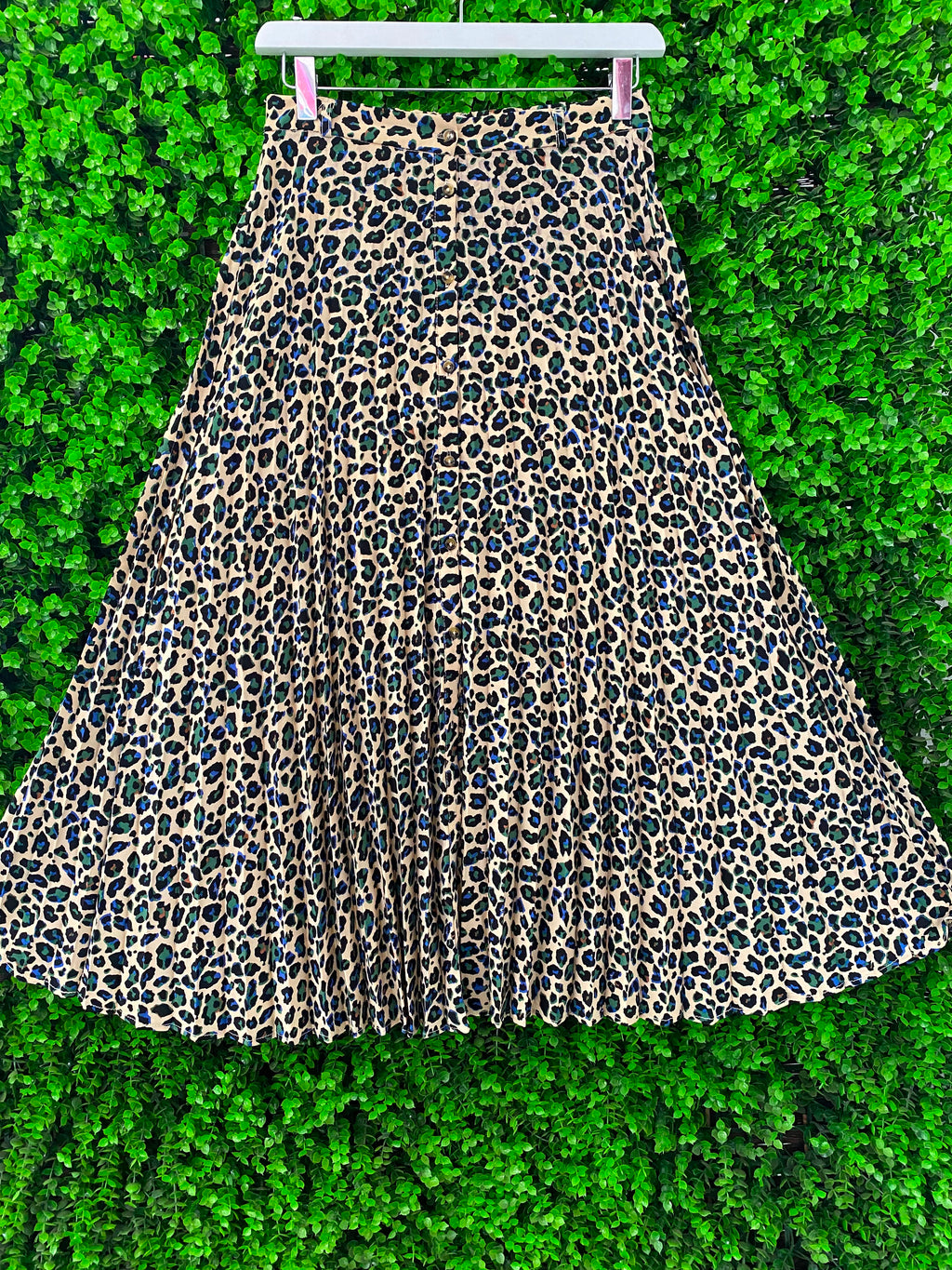 Stradivarius Leopard Print Pleated Midi Skirt