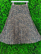 Stradivarius Leopard Print Pleated Midi Skirt