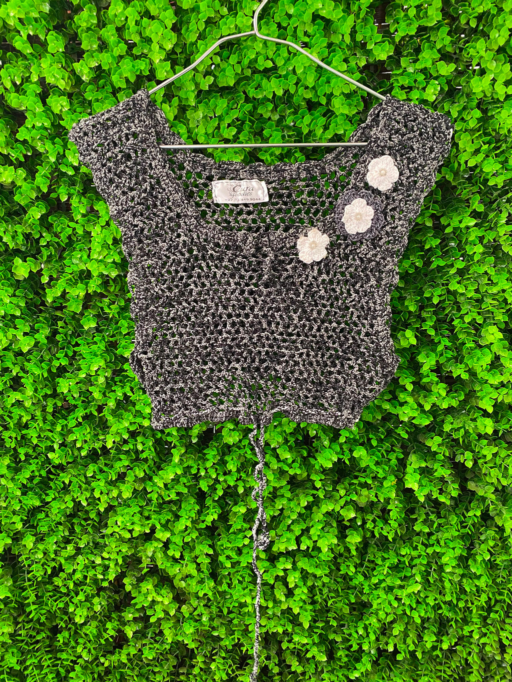 Aura Goodies Crochet Tie-Front Crop Top