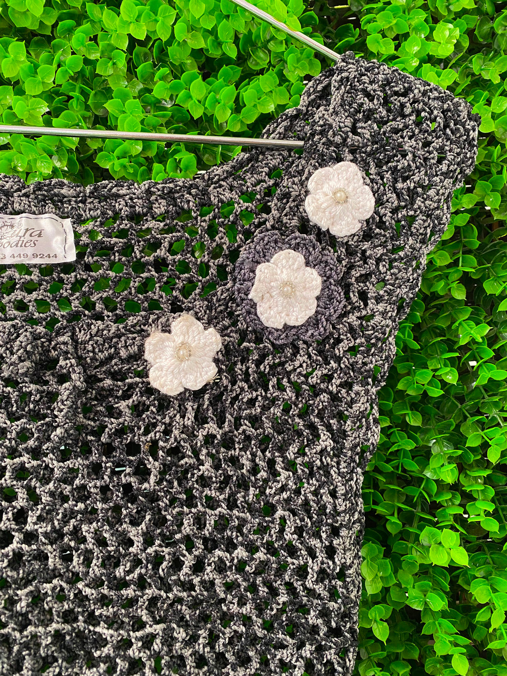 Aura Goodies Crochet Tie-Front Crop Top