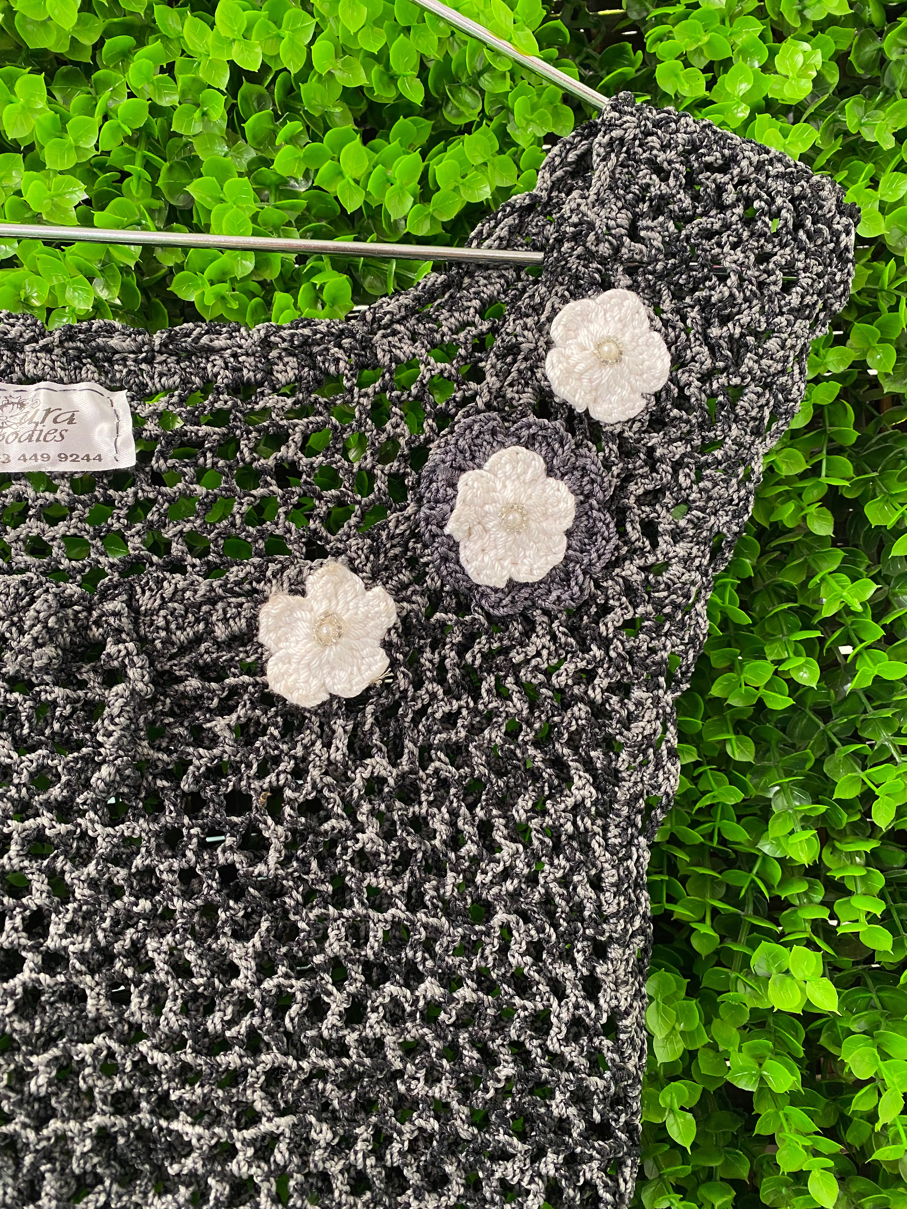 Aura Goodies Crochet Tie-Front Crop Top