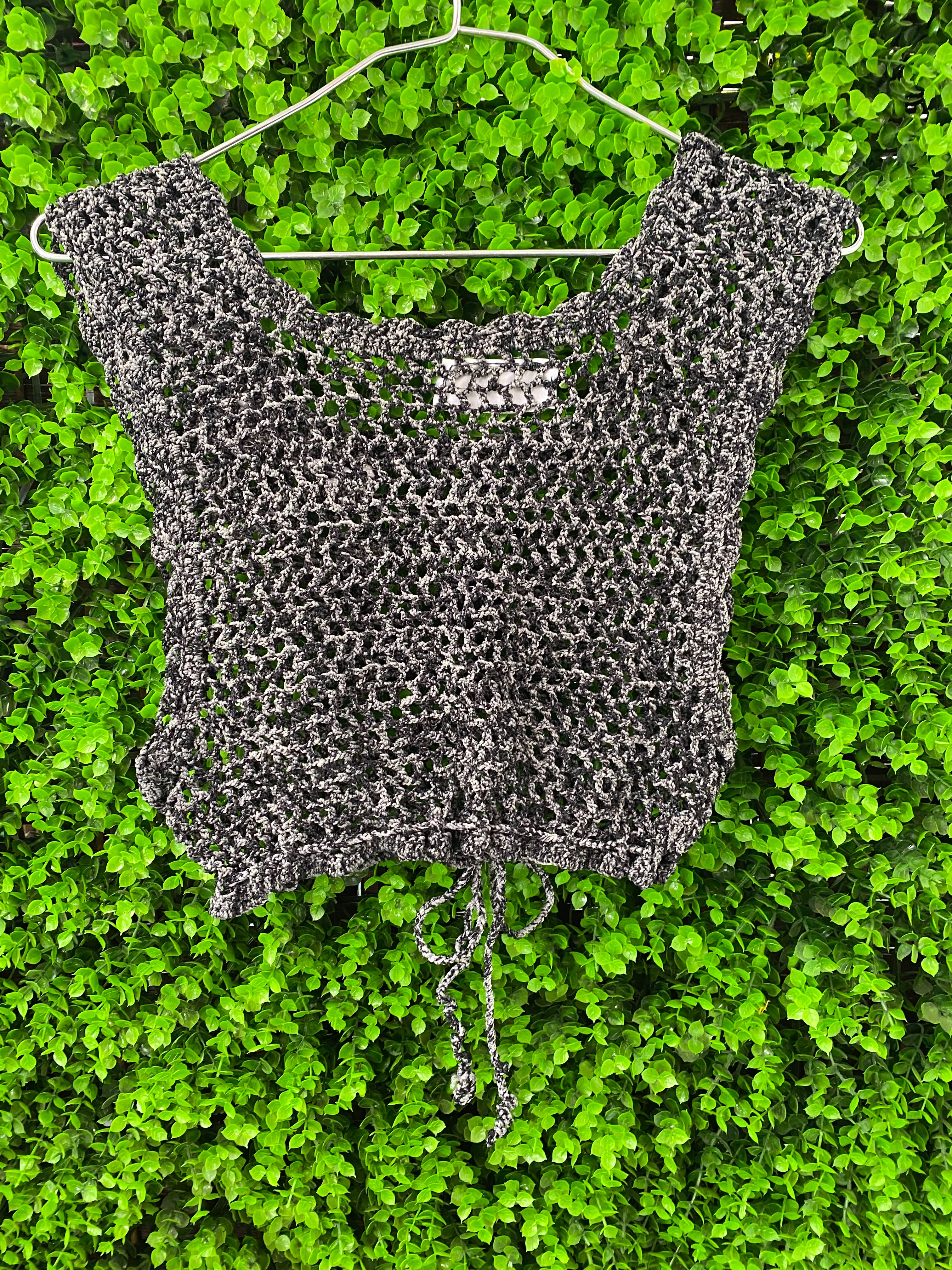Aura Goodies Crochet Tie-Front Crop Top