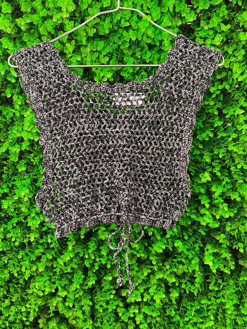 Aura Goodies Crochet Tie-Front Crop Top