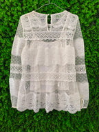 Forever New White Lace Long Sleeve Top