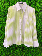 Hugo Boss Lime Stripe Contrast-Collar Shirt