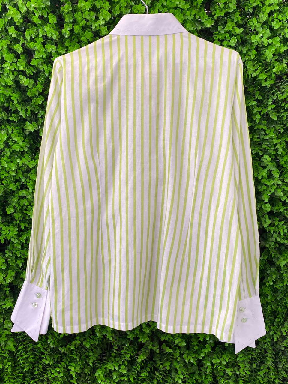 Hugo Boss Lime Stripe Contrast-Collar Shirt