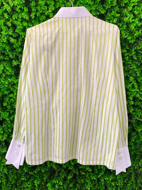 Hugo Boss Lime Stripe Contrast-Collar Shirt