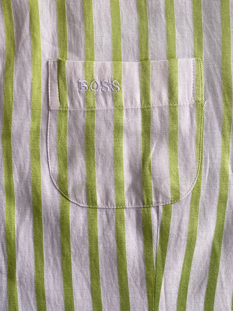 Hugo Boss Lime Stripe Contrast-Collar Shirt