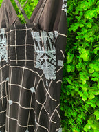 Black Geometric Handkerchief-Hem Maxi Dress