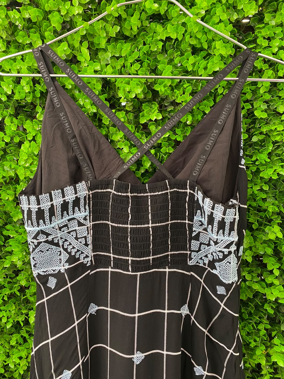 Black Geometric Handkerchief-Hem Maxi Dress