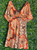 Karen Millen Rust & Brown Silk Embellished Print Dress — front