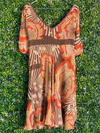 Karen Millen Rust & Brown Silk Embellished Print Dress — back
