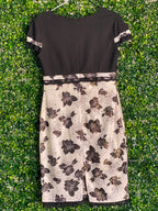 Izzet Candan Black & Cream Floral Lace-Trim Dress — detail