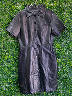 Rage Black Faux Leather Button-Front Mini Dress — front