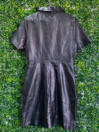 Rage Black Faux Leather Button-Front Mini Dress — back