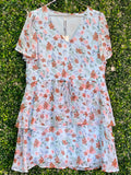 JDY Pale Blue Floral Layered Mini Dress — front
