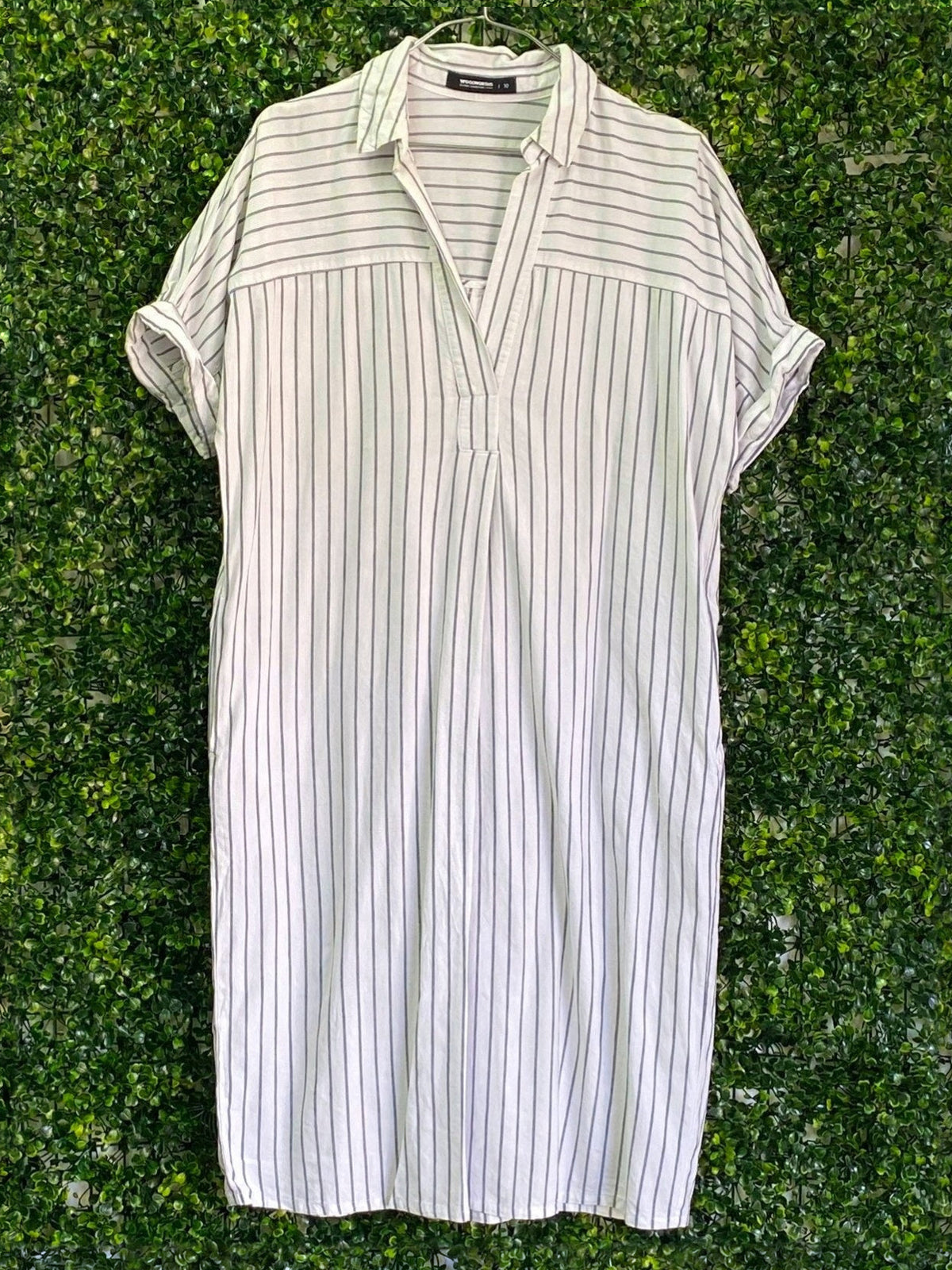 Woolworths Cream Pinstripe Shirt Dress — front
