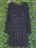 La Go Go Black Sequin-Stripe Knit Dress — front