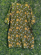 Olive Floral Embroidered Yoke Tunic Dress — back