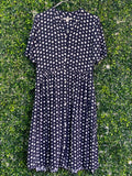 Trenery Navy Spot Button-Front Midi Dress — front