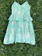 Country Road Mint Printed Cotton Peplum Dress — front