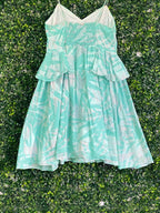 Country Road Mint Printed Cotton Peplum Dress — back