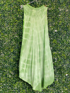 Green Butterfly Print High-Low Viscose Dress — back
