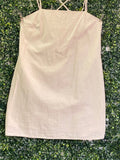 H&M Cream Linen Blend Strappy Mini Dress — front