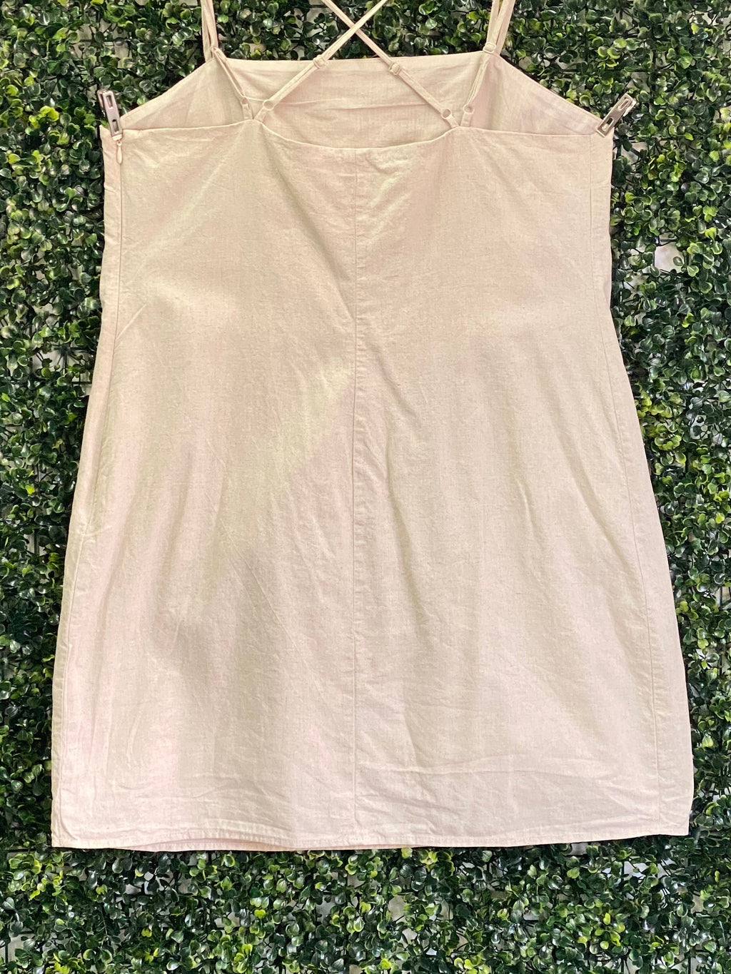 H&M Cream Linen Blend Strappy Mini Dress — back