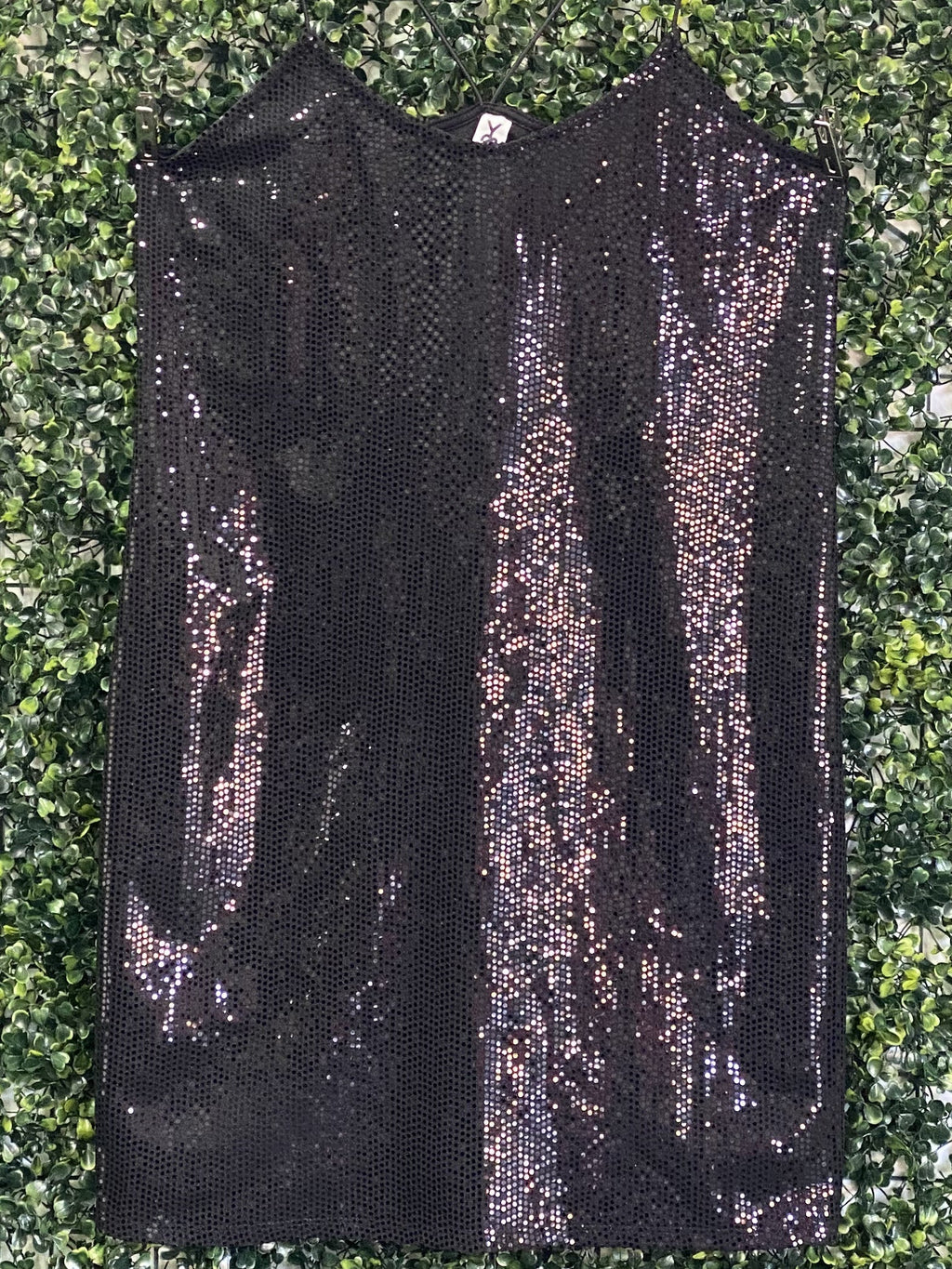 Y&G Black Sequin Mini Dress — front