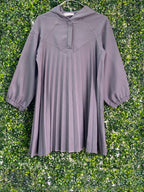 Zara Charcoal Grey Pleated Hooded Dress — front