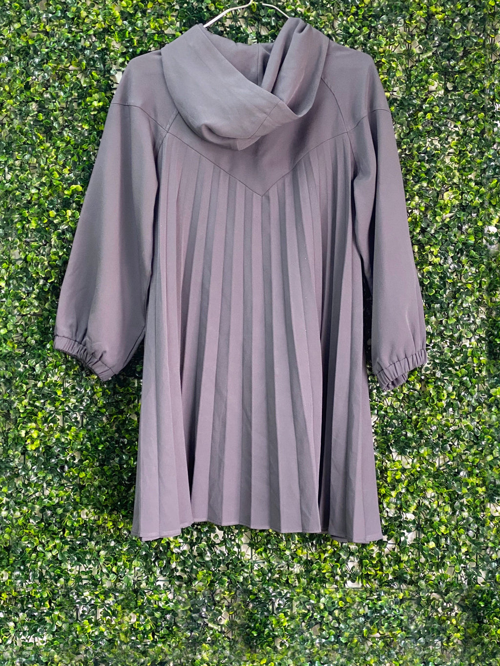 Zara Charcoal Grey Pleated Hooded Dress — back