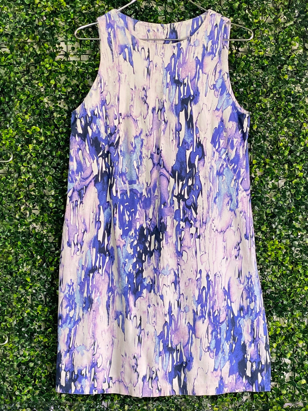 Lilac & Indigo Abstract Sleeveless Shift Dress — front