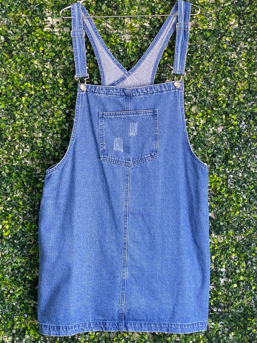 1996DNM Blue Denim Dungaree Mini Dress — front