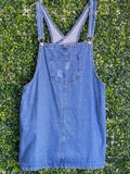 1996DNM Blue Denim Dungaree Mini Dress — front