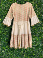 Cream Embroidered Bell-Sleeve Boho Dress — back