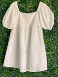 Vero Moda Ivory Textured Puff-Sleeve Mini Dress — front